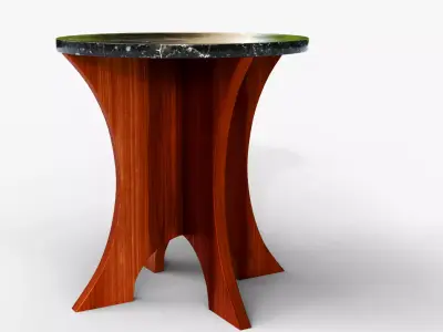 Luxury Side Table - Marble Surface and Wooden Frame Low-poly 3D model