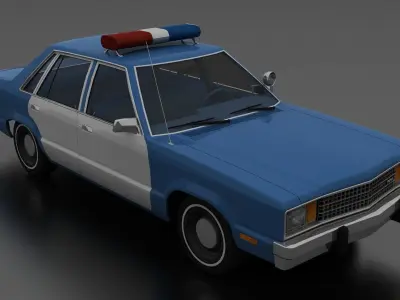 Fairmont 4dr Sedan 1978 Police Car Unmarked Low-poly 3D model