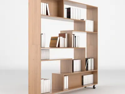Bookshelf 3 bookcase with shelves on wheels 3D model