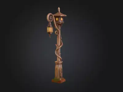 Enchanted Lantern Post Low-poly 3D model