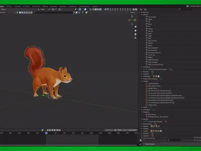 Amazon Red Squirrel Rodent Low-poly 3D model