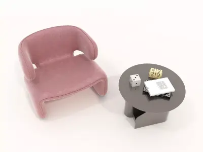 Modern Coffee Table and Armchair Set 50 3D model