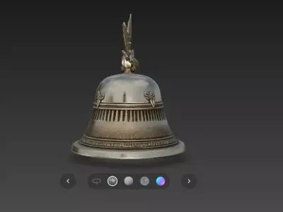Ornate Antique Bell with Decorative Leaves High Poly 3D Model Low-poly 3D model