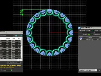 U Shaped Eternity Ring 3 point 4 mm stone size swiss 18 and EU58 3D print model