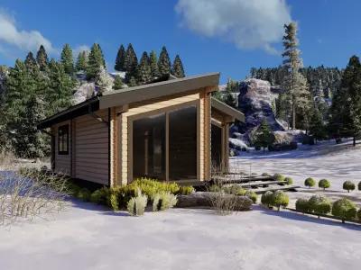 3D model of a wooden house 3D model 6