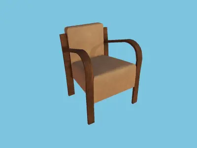 Wood Leather Armchair - Furniture Interior Design Low-poly 3D model