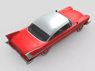Low Poly Car - Plymouth Fury coupe Christine 1958 Low-poly 3D model