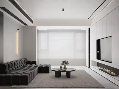 Modern living room dining room interior scenes 149 3D model