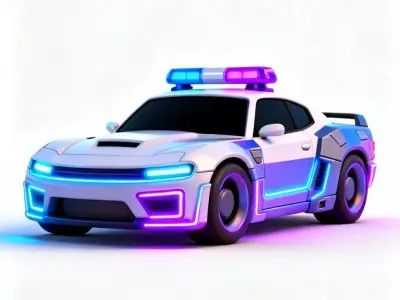 Futuristic Stylized Police Interceptor 3D Model Low-poly 3D model