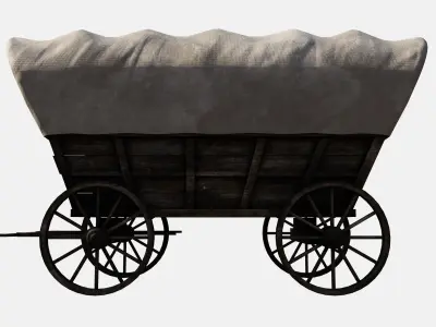 wooden cart  Low-poly 3D model