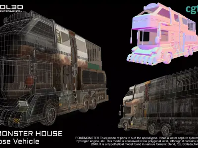 Road Monster House Low-poly 3D model