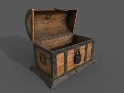 Chest Low-poly 3D model wooden Low-poly 3D model