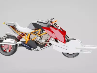BAT motorcycle 786 cc liquid-cooled V-4 engine Low-poly 3D model