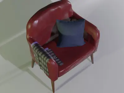 red armchair for retro decoration cartoon 3D model