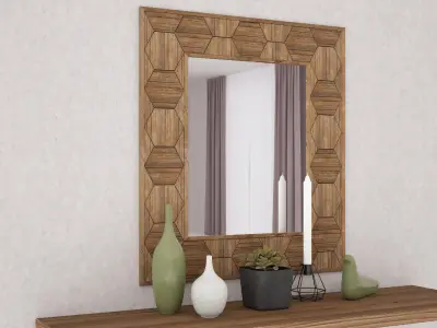 MIRROR HONEYCOMB WOODEN FRAME 3D model