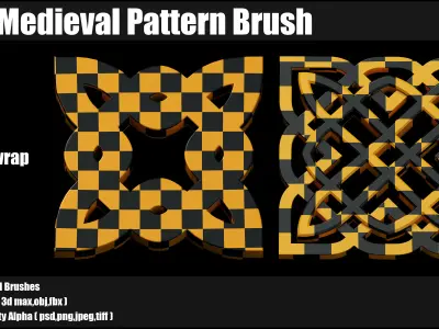 100 medieval Pattern Brush and 3d Models and Alpha VOL03 3D model