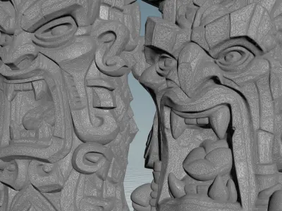 Stylized Tiki Totem Collection - 6 Unique 3D Printable Statues 3D print model