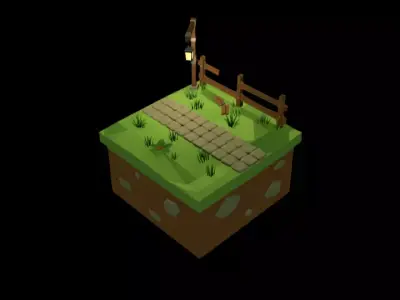 Isometric Nature Combined Tiles-2 Free low-poly 3D model
