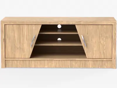 TV stand by Yuko in ash wood Low-poly 3D model