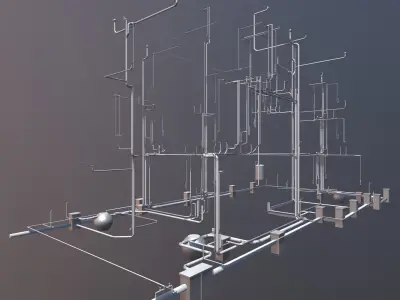 Plumbing piping in building 3D model