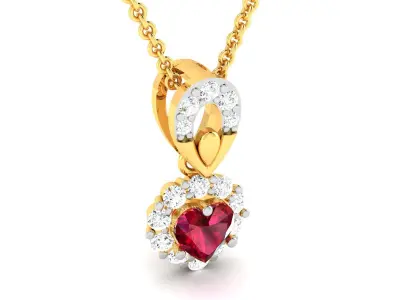 Solitaire Women Heart Pendant 3DM STL OBJ FBX Render Details 3D print model purchase
