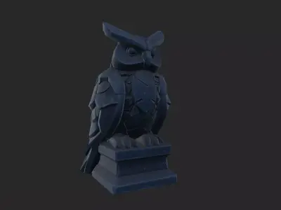 Stylized Owl Statue Low-poly 3D model