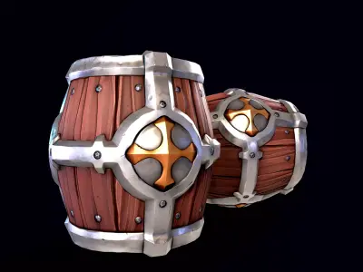Stylized Wooden Barrel Free low-poly 3D model
