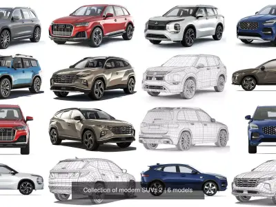 Collection of modern SUVs 2 3D Model Pack
