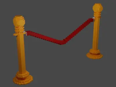 Voxel Golden Rope Barrier MagicaVoxel Free low-poly 3D model