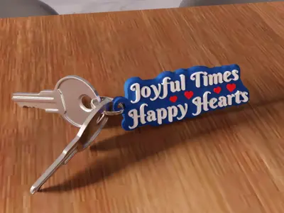 Joyful Times Happy Hearts Keychain - 463 3D print model