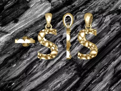 S LETTER Alphabet ROCKS PENDANT 3D print model 3D print model