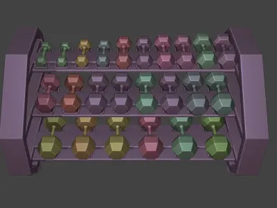 Lowpoly Dumbbell Rack Set - Sport Pack  Low-poly 3D model