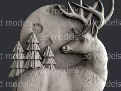 3d STL models for CNC router or 3dprinter deer 3D model