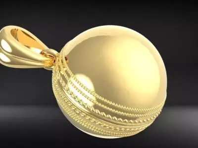 Solid Cricket Ball Pendant Necklace Jewelry 3D print model