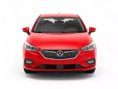 Red Sedan Car Low-poly 3D model