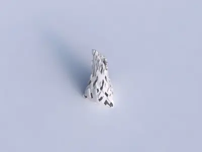 Vase grounded tipping triangle with cuts and bulges 3D print model