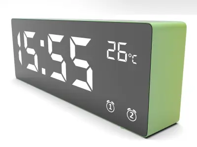 CLOCK BLUEGREEN WHITE Low-poly 3D model