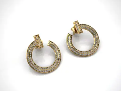 Brand Tiffany Earrings Jewelry Gold 3D print model