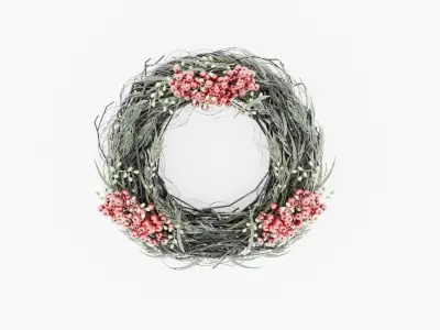 Christmas Mistletoe Wreath with Red fruit 3D model