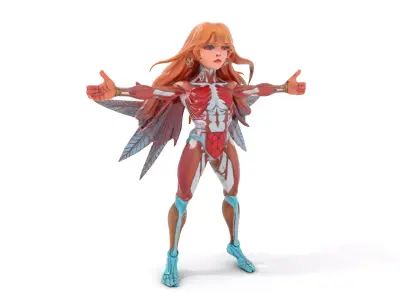 Winged Anatomical Fairy model pack Low-poly 3D model