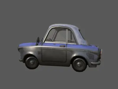 Toon Taxi car blue 3D model Low-poly 3D model