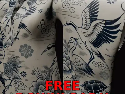 Free Japanese Kimono 3D Model with 10 Traditional Patterns Vol 7 Free 3D model