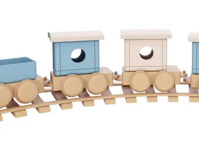 Toy train track Low-poly 3D model