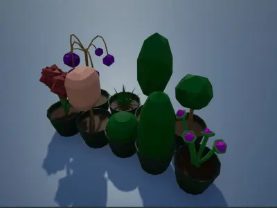 Lowpoly pot plants  Low-poly 3D model