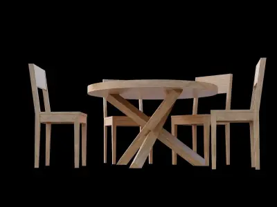 Table set Pack 07 Low-poly 3D model