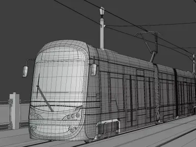 Bridge with Warsaw tram 3D model