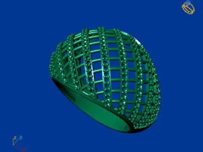 Women Stone Rings Diamond 3D print model 13