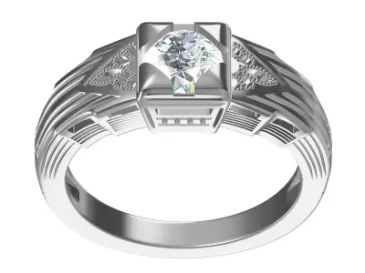 Single Round Diamond Filigree Art Deco Ring 2 3D print model