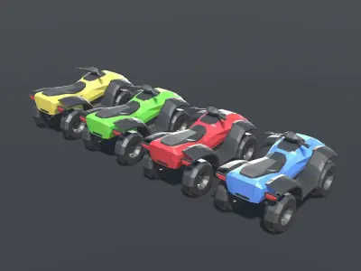 ATV Low Poly four different colored atvs Low-poly 3D model
