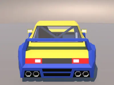 Low Poly Muscle Touring Car with Interior MOBILE READY Low-poly 3D model